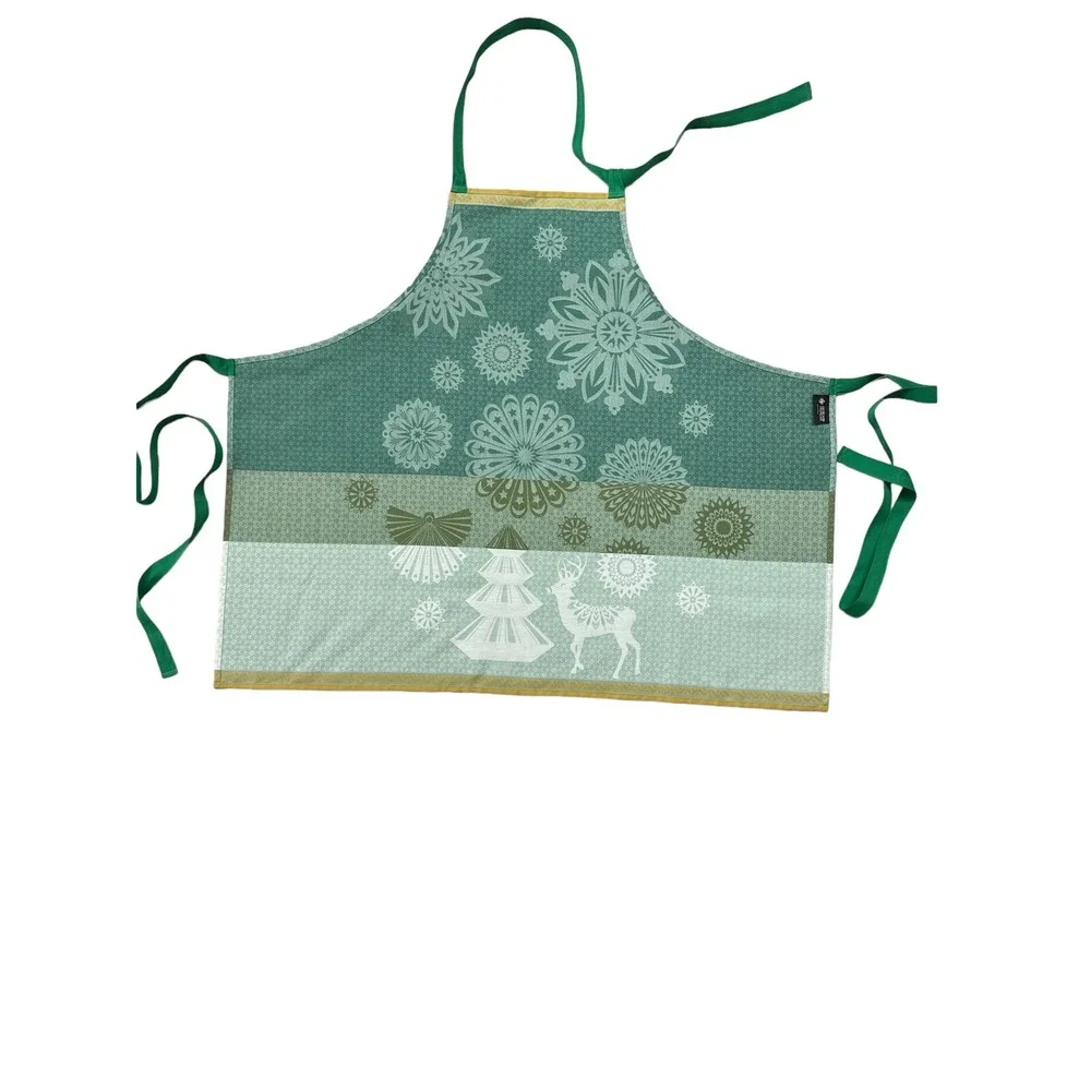 Le Jacquard Francais Apron 100% Cotton Lumieres D'Etoiles - Green 31 x 38 NWT‎